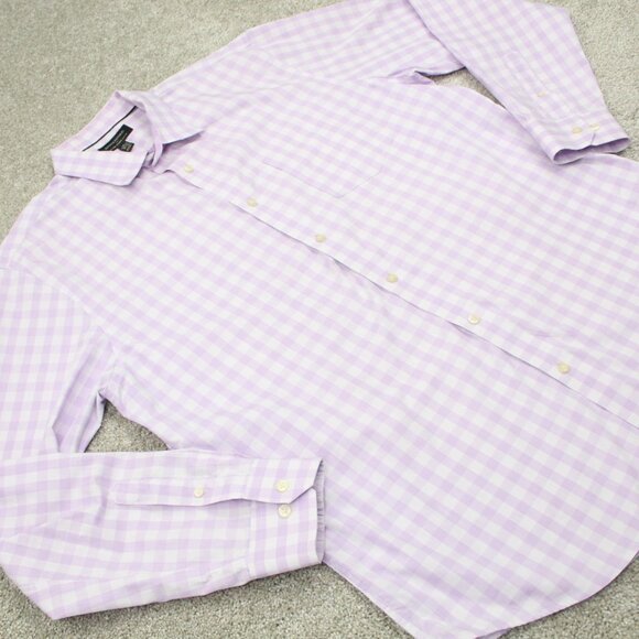 Banana Republic Shirt Men XL 17-17 1/2,  35/36 Purple Non-Iron Tailored Slim L/S - Picture 7 of 14